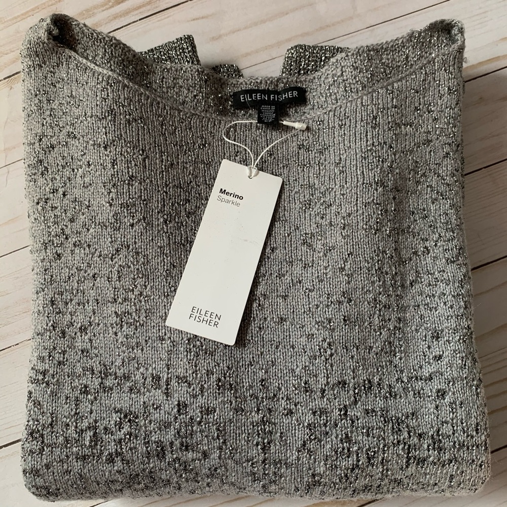 NWT Eileen Fisher Sparkle Merino Sweater - Picture 5 of 8